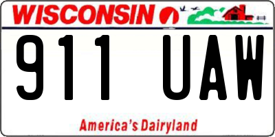 WI license plate 911UAW