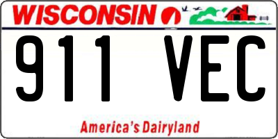 WI license plate 911VEC