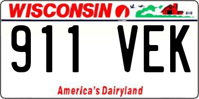 WI license plate 911VEK