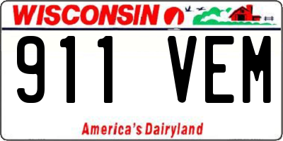 WI license plate 911VEM