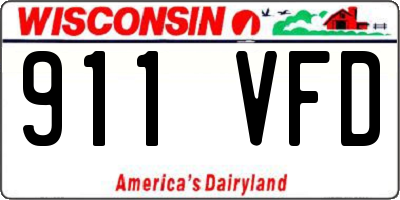 WI license plate 911VFD