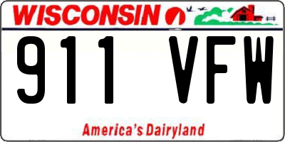 WI license plate 911VFW