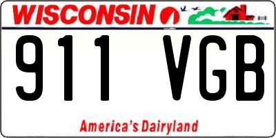 WI license plate 911VGB