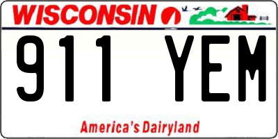 WI license plate 911YEM