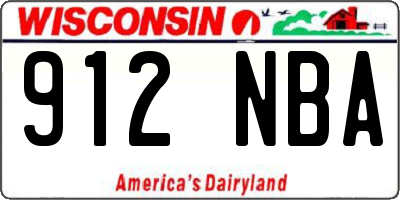 WI license plate 912NBA