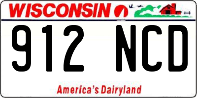 WI license plate 912NCD