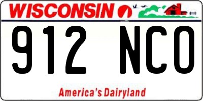 WI license plate 912NCO
