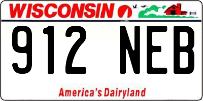 WI license plate 912NEB