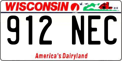 WI license plate 912NEC