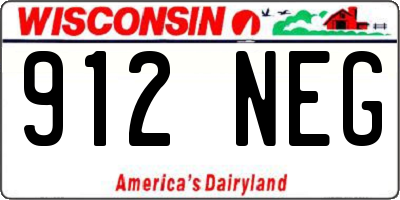 WI license plate 912NEG