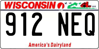 WI license plate 912NEQ