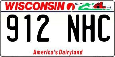 WI license plate 912NHC