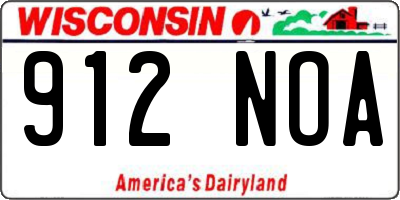 WI license plate 912NOA