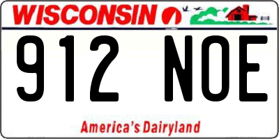 WI license plate 912NOE