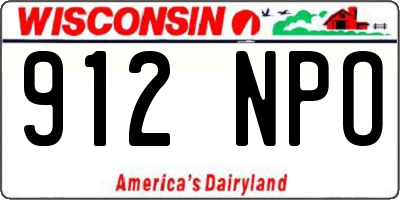 WI license plate 912NPO