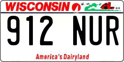 WI license plate 912NUR