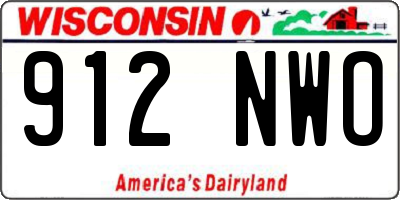 WI license plate 912NWO