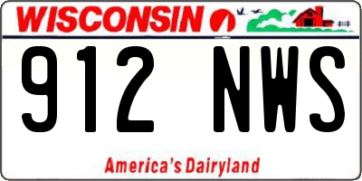 WI license plate 912NWS