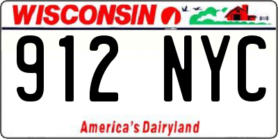 WI license plate 912NYC