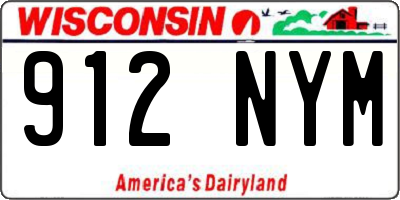WI license plate 912NYM