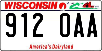 WI license plate 912OAA