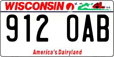 WI license plate 912OAB