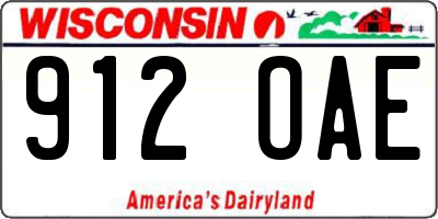 WI license plate 912OAE