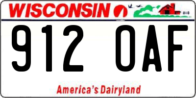 WI license plate 912OAF