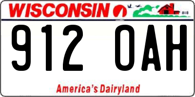WI license plate 912OAH