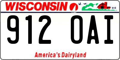 WI license plate 912OAI