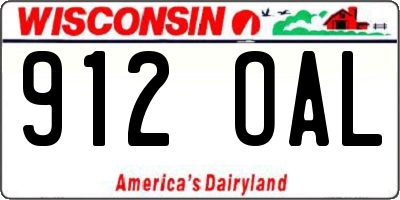 WI license plate 912OAL