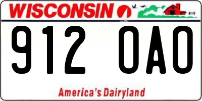 WI license plate 912OAO
