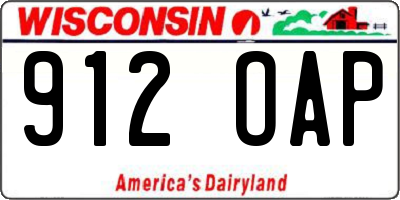 WI license plate 912OAP