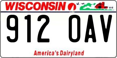 WI license plate 912OAV
