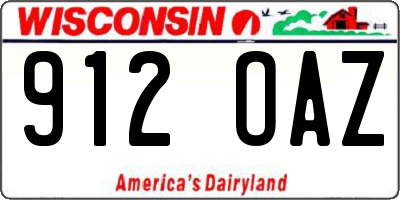 WI license plate 912OAZ
