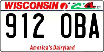 WI license plate 912OBA