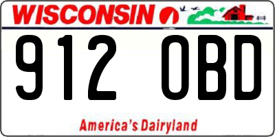 WI license plate 912OBD