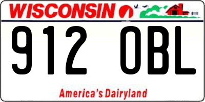 WI license plate 912OBL