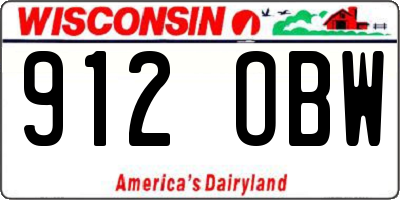 WI license plate 912OBW