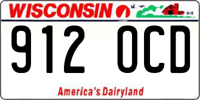 WI license plate 912OCD