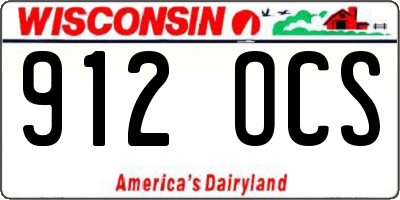 WI license plate 912OCS