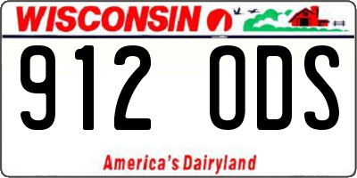 WI license plate 912ODS