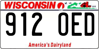 WI license plate 912OED