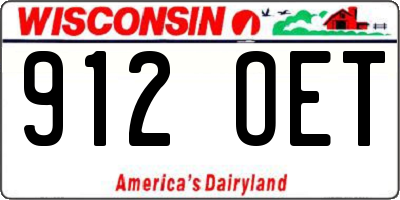 WI license plate 912OET