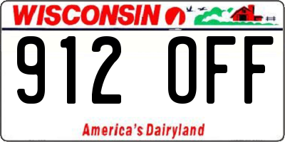 WI license plate 912OFF