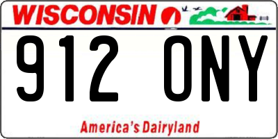 WI license plate 912ONY