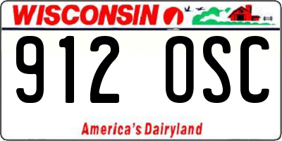 WI license plate 912OSC
