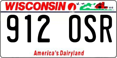 WI license plate 912OSR