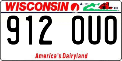 WI license plate 912OUO