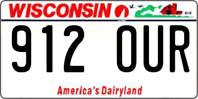 WI license plate 912OUR